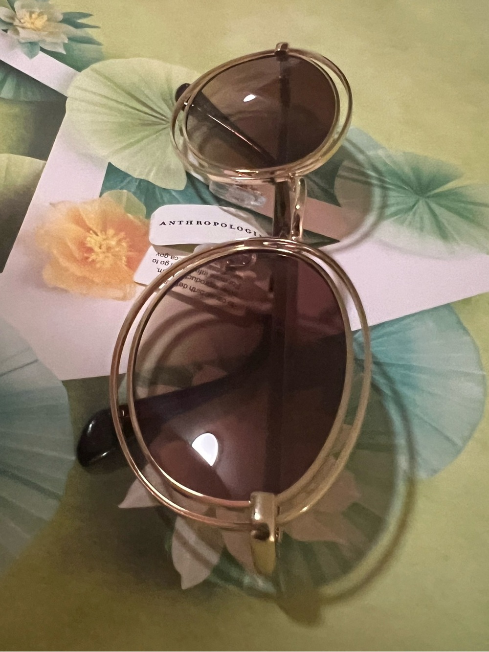 Anthropologie I-SEA Oval Rim Sunglasses - NWT - Gold - Picture 14 of 16